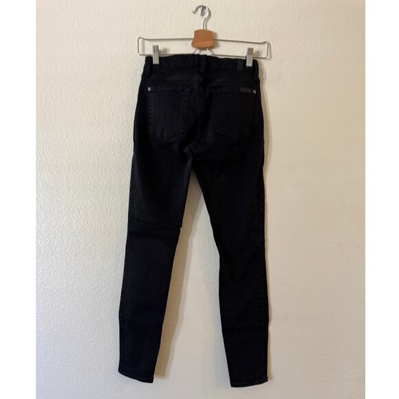 7 For All Mankind The Ankle Skinny Jeans 24 Black 5-Pockets Modal Blend Denim - Picture 5 of 12